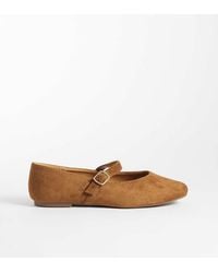 SEQWL Wide Fit - Iris Faux Suede High Vamp Ballet Flats - Lyst