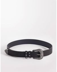 ASOS - Western Studded Faux Leather Belt With Buckle - Lyst