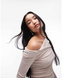 TOPSHOP - Twist Off Shoulder Top - Lyst
