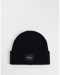 Calvin Klein - Monologo Patch Rib Knit Beanie - Lyst