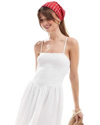 The Frolic - Vestido Corto De Tirantes Con Cuello Cuadrado Y Cintura Baja Fruncida Exclusivo De - Lyst