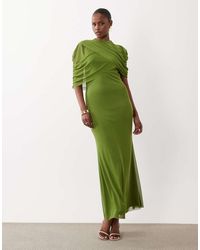 Vero Moda - Half Sleeve Cape Detail Mesh Maxi Dress - Lyst
