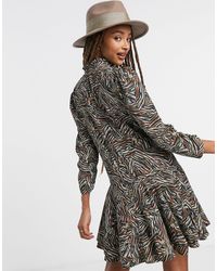 topshop ditsy tie front mini dress in multi