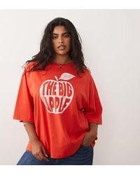 ASOS - Asos Design Curve Oversized T Shirt With Big Apple Graphic - Lyst