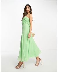 ASOS - Corset Midi Dress With Soft Cowl Front - Lyst
