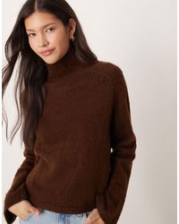 ASOS - Brushed Knit Funnel Neck Boxy Jumper - Lyst