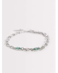 ASOS - Green And Crystal Stone Chain Bracelet - Lyst