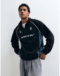 ASOS - Oversized Quarter Zip Fleece With Cut And Sew Panels With Piping - Lyst