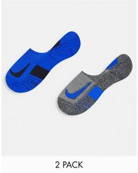 Nike - Multiplier - confezione da 2 paia di fantasmini grigi e blu - Lyst