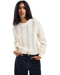 ONLY - Round Neck Cable Knit Jumper - Lyst