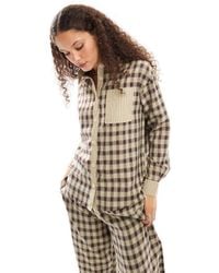 Daisy Street - Oversized Shirt With Contrast Check Co-ord - Lyst