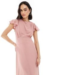 TFNC London - Bridesmaid Flutter Sleeve Cowl Back Chiffon Maxi Dress - Lyst