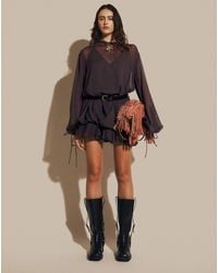 ASOS - High Neck Chiffon Mini Dress With Blouson Waist - Lyst