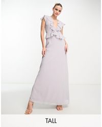 TFNC London - Bridesmaid Chiffon Maxi Dress With Frill Detail - Lyst