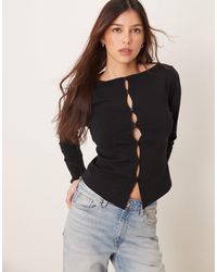 ASOS - Cut Out Button Up Split Front Long Sleeve Cardigan - Lyst
