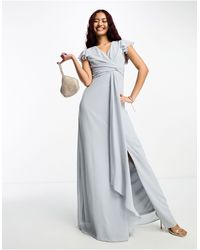 TFNC London - Bridesmaid Flutter Sleeve Maxi Dress - Lyst