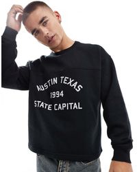 Cotton On - Sudadera De Corte Cuadrado Con Cuello Redondo Y Estampado Gráfico "Texas" De -Negro - Lyst