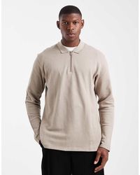 JJ Rebel - Long Sleeve Textured Polo - Lyst