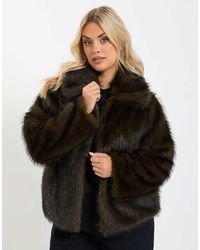 Yours Clothing - Faux Fur Tipped Coat - Lyst