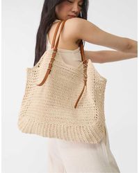 Stradivarius - Borsa Da Spalla All'Uncinetto Color Écru - Lyst