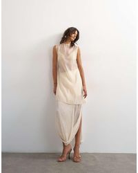 TOPSHOP - Draped Pleated Fabric Maxi Skirt - Lyst