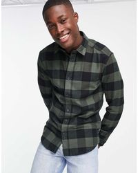 Only & Sons - Camisa Negra Y Caqui A Cuadros Buffalo De -Verde - Lyst