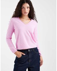 ONLY - V-neck Long Sleeve Knit Top - Lyst