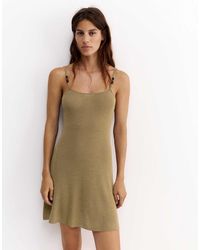Pull&Bear - Kleid mit rustikalen perlen und riemchen - Lyst