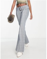 Jaded London - Low Rise Belted Y2k Hickory Stripe Jeans - Lyst