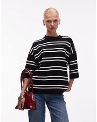 ASOS - Knitted Stripe Compact Structured Oversized T Shirt - Lyst