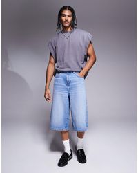 ASOS - Longer Length Denim Jort - Lyst