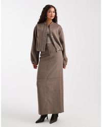 4th & Reckless - Wool Blend Soft Tailored Seam Detail Maxi Skirt Co-ord - Lyst