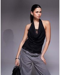 ASOS - Cowl Neck Top With Lace Double Layer Peek A Boo - Lyst