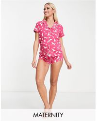 Chelsea Peers - Pijama corto rosa con estampado - Lyst