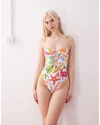 Reclaimed (vintage) - Swimsuit With Beads And Cutout Detail - Lyst