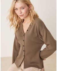 ASOS - Knitted V Neck Structured Compact Cardigan With Button Detail - Lyst