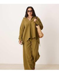 ASOS - Asos Design Curve Seersucker Relaxed Pull On Trousers Co-ord - Lyst