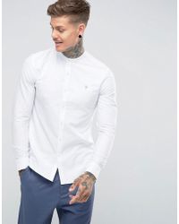 Farah Vintage Da Uomo Brewer Slim Fit Camicia a Maniche Lunghe Bianco Oxford