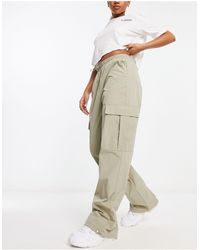 Pieces - Pantalones cargo color con cordón ajustable - Lyst