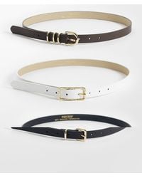 Pieces - 3 Pack Gold Buckle Belts - Lyst