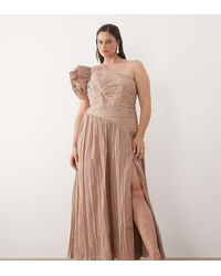 ASOS - Curve One Shoulder Maxi Dress With Pleat Bodice - Lyst