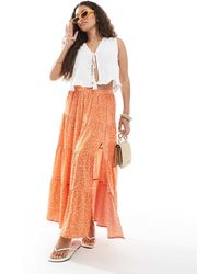 Miss Selfridge - Side Split Tiered Maxi Skirt - Lyst