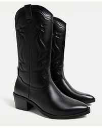 Stradivarius - Stivali Da Cowboy Neri - Lyst