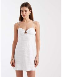 Cotton On - Ruched Bust Linen Mini Dress - Lyst