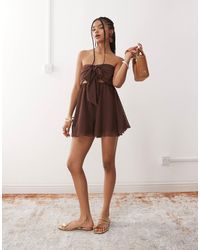 Miss Selfridge - Beach Chiffon Tie Front Playsuit - Lyst