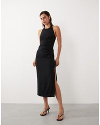 Mango - Starring Hailey Bieber Halterneck Maxi Dress With Side Slit - Lyst