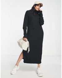 Vila - Knitted Roll Neck Maxi Dress With Side Split - Lyst