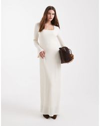 4th & Reckless - Ribbed Jersey Square Neck Fluted Sleeves Maxi Dress - Lyst