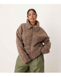 ASOS - Asos Design Curve Collared Borg Fleece Zip Through - Lyst