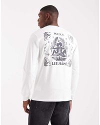 Lee Jeans - T-Shirt A Maniche Lunghe Écru Con Logo - Lyst